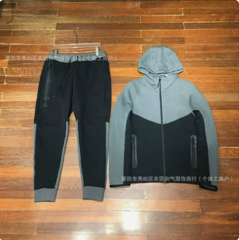 2024 Spring and Autumn Casual Sports Jogger Patchwork Cotton Knit Men's Jacket and Sweatpants Set 922 and 002