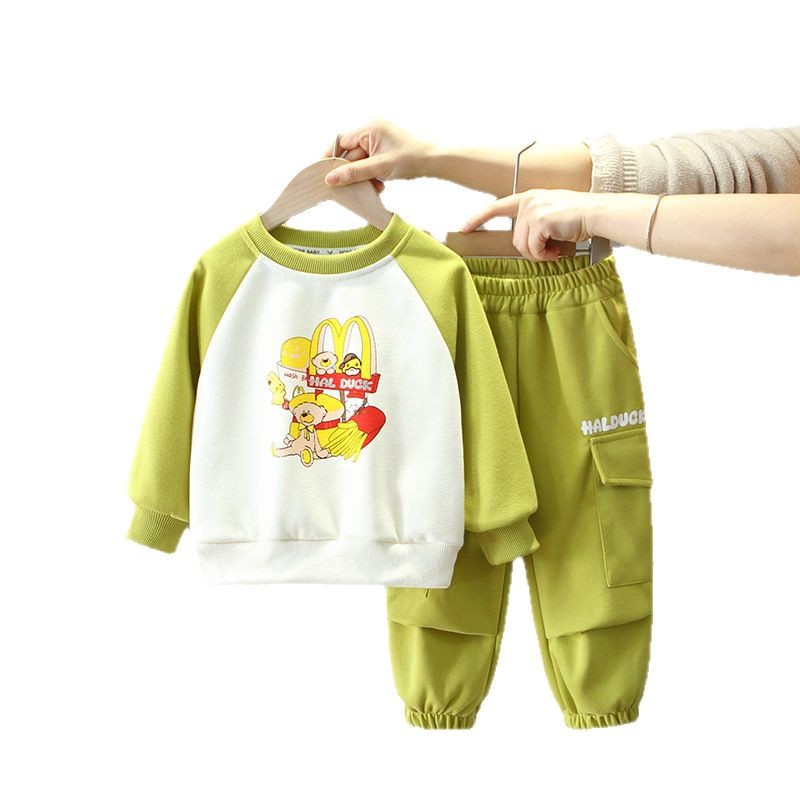 7721 Traje de primavera para niños 2025 Nuevo estilo para niños Ropa de celebridades de Internet de estilo occidental para niños Traje de dos piezas de primavera y otoño para bebés