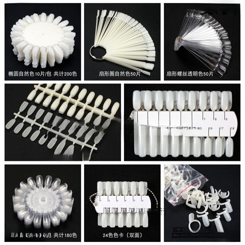 Nail Art Practice Nails for Beginners to Try Nail Polish Color Board Oval Nail Polish Transparent Sample Display Board Color Card