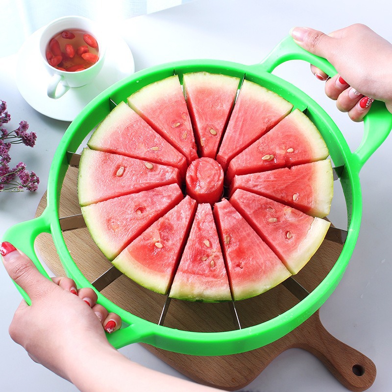 Cortar sandía, artefacto de manzana, cuchillo de fruta extra grande, separador de núcleos de acero inoxidable, cortador de melón multifuncional