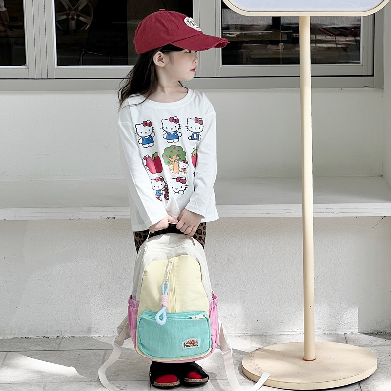 Hombres y niñas mochila 2025 nueva moda empalme color contraste jardín de infantes mochila de bebé mochila de gran capacidad para niños