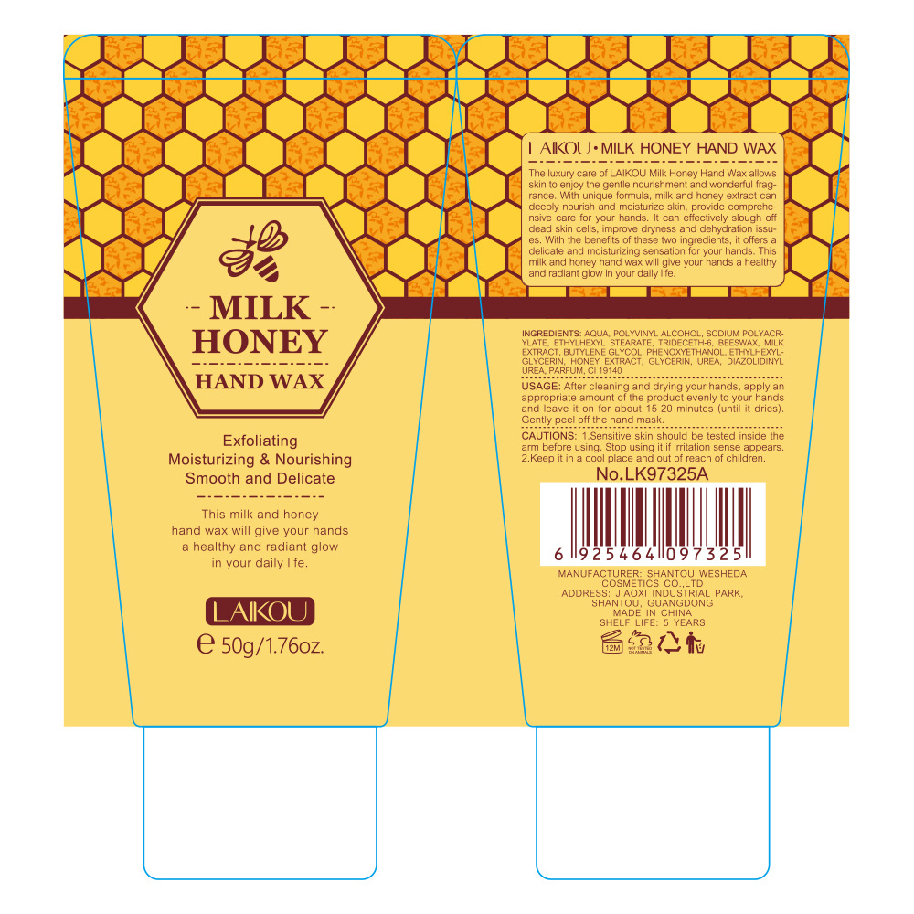 Cross-border English version LAIKOU Honey Milk Hand Wax 120g Hand Mask Moisturizing, hydrating and hydrating Autumn and winter manufacturer in stock undefined