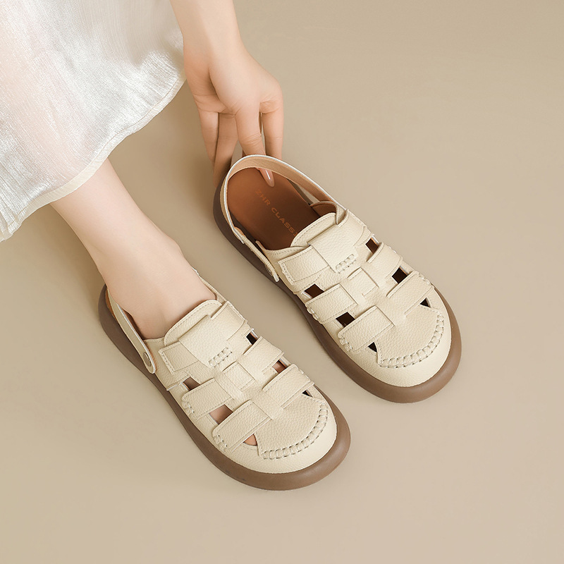 Sandal nữ quai chữ V đế tăng chiều cao, lưới thoáng khí, có thể điều chỉnh hai kiểu — AB221 mét đen
