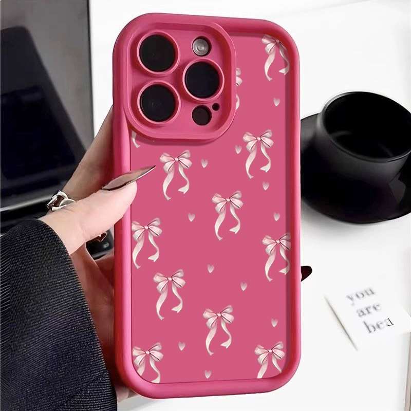 Apple, совместимый фуксия iPhone17 Pro, чехол для телефона с бантом, защитный iPhone 13, iphone, падение защита