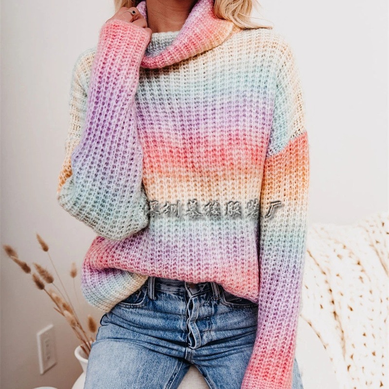 demi-season knitted rainbow sweater