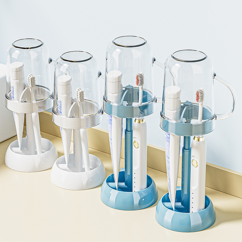 Wall Mounted Toothbrush Cup Holder Set For Bathroom Storage_voghion.com