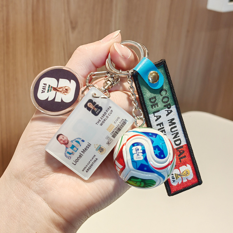 Football Pendant Messi Neymar Mbappe Ronaldo Keychain United States-Canada-Mexico Ornament 2026 World Cup Small Gift