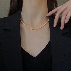 砕銀満天星素鎖チタン鋼ネックレス女性気質高級感軽贅沢潮小衆精致鎖骨鎖セット