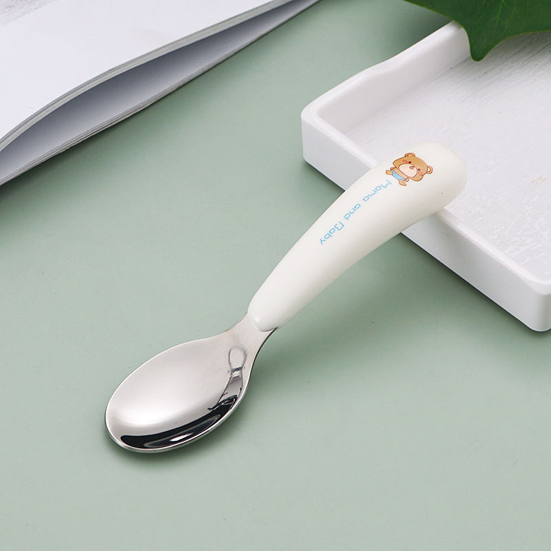 304 acero inoxidable niños cubiertos portátiles juegos de dibujos animados cuchara tenedor cuchara de entrenamiento para bebés cuchara tenedor casera