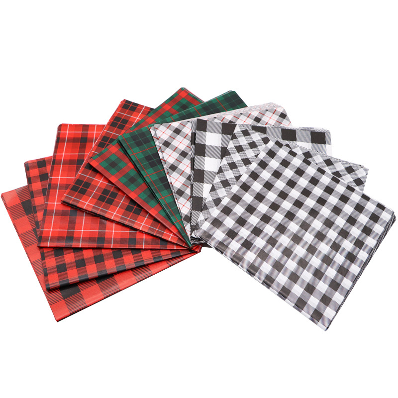 Papel de embalaje de regalo de tejido de Navidad raya roja diseño de árbol de Navidad papel de copia impresión personalizada bolsa plegable