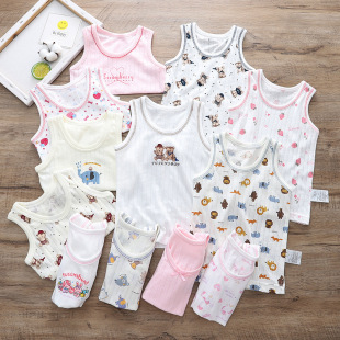 Source factory new Japanese breathable sweat-absorbent soft boys and girls children spring and summer base home vest waistcoat