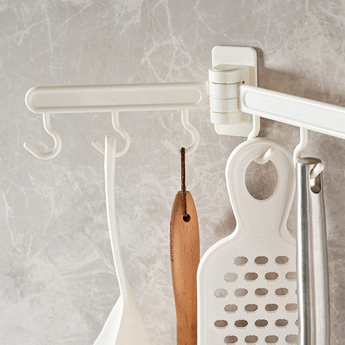 Japan KM.665. Multi-purpose swivel hook, double swivel rod, six-hook hanger, adhesive kitchen gadget hanger
