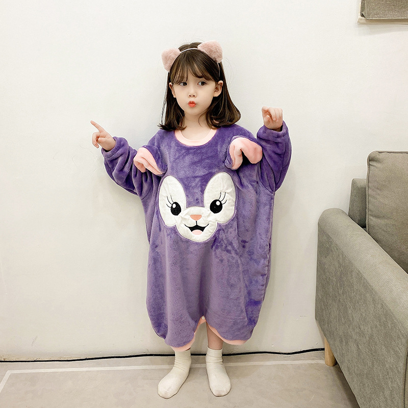 Bebé de franela engrosada camisón de los niños de invierno cálido pijamas de una sola pieza 3.4.5.6 años de edad los niños camisón al por mayor