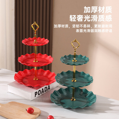 Light Luxury Snack Platter, Three-Tier Fruit Tray, Nordic-Style Snack Plate, Plastic Fruit Bowl, Dried Fruit Dish for Hotels and Living Rooms