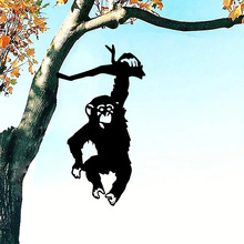 跨境铁艺猴子挂在树枝花园桩上户外雕像花园庭院艺术装饰