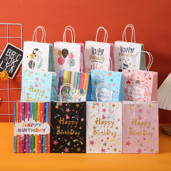Supply kraft paper bags birthday party series gift bags, factory direct sale birthday gift handbags