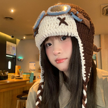 檀健次同款针织毛线帽女秋冬季防寒保暖显脸小护耳帽可爱雷锋帽子