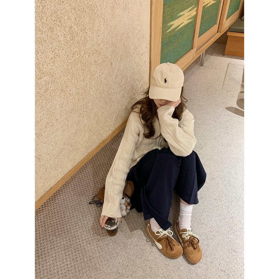 Versión de cuero de vaca ~ Su Yan Yan con la cabeza grande pequeño lindo Duo Duo cordón de zapatos de entrenamiento casual de alta altura zapatos de mujer Gump