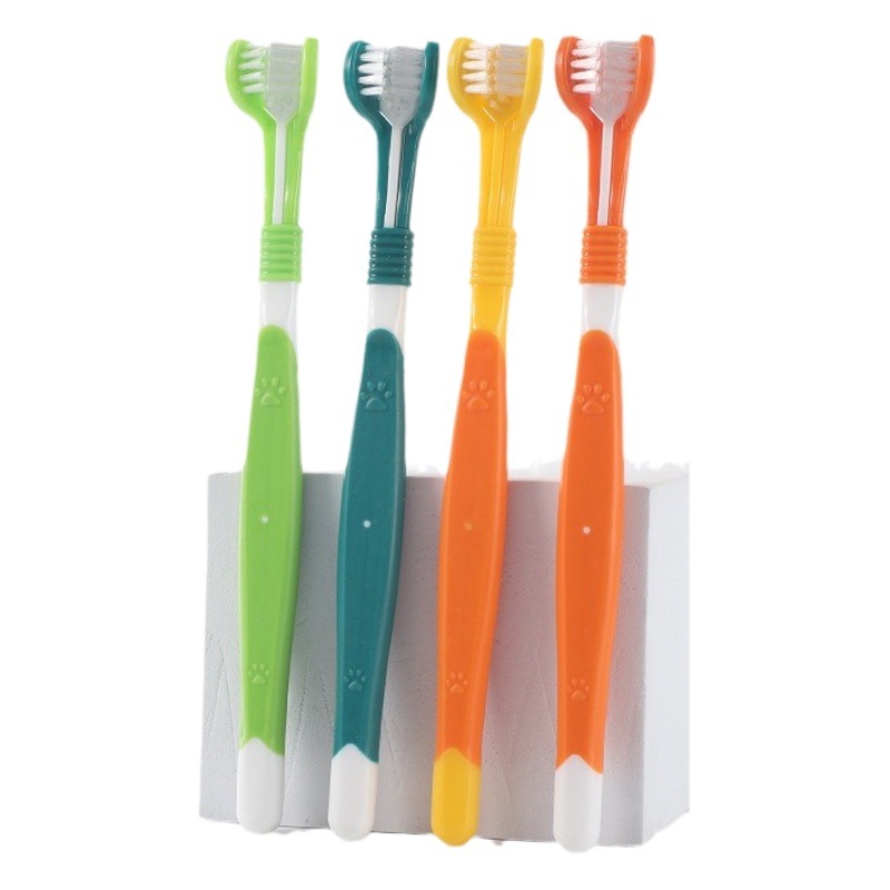 Three-head toothbrush pet toothbrush dog cat toothbrush cat dog oral cleaning supplies small dog soft hair toothbrush