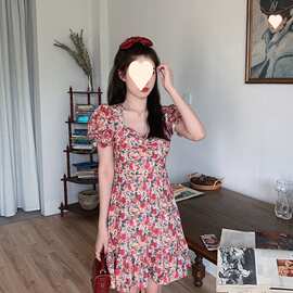 法式复古小众可甜可盐初恋裙子2026新款夏仙气超仙森系碎花连衣裙