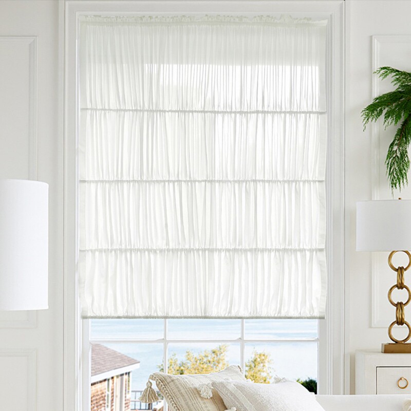 French Cream Style Cake Skirt Pleated Adjustable Roman Blinds Simple Light-Transmitting Curtains Bedroom Living Room Dream Decorative Curtains