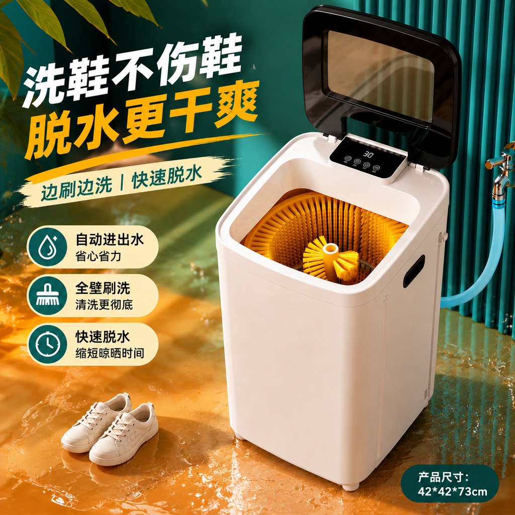 Fully automatic shoe washing machine, all-in-one washing, drying, and cleaning machine for home use, small size, large capacity, smart shoe cleaning machine, a household shoe cleaning marvel