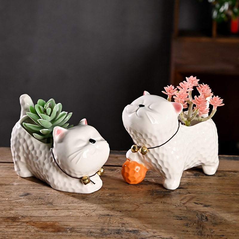 Cartoon Creative Animal Succulent Flower Pot Ceramic Household Special Clay Coarse Pottery Root Control Pot Special Clearance Wholesale