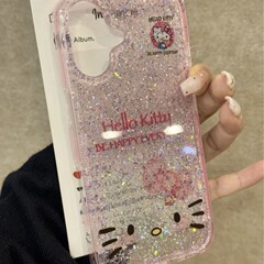 ins粉色少女kt猫适用苹果15promax手机壳女16pro苹果14/13闪粉12x