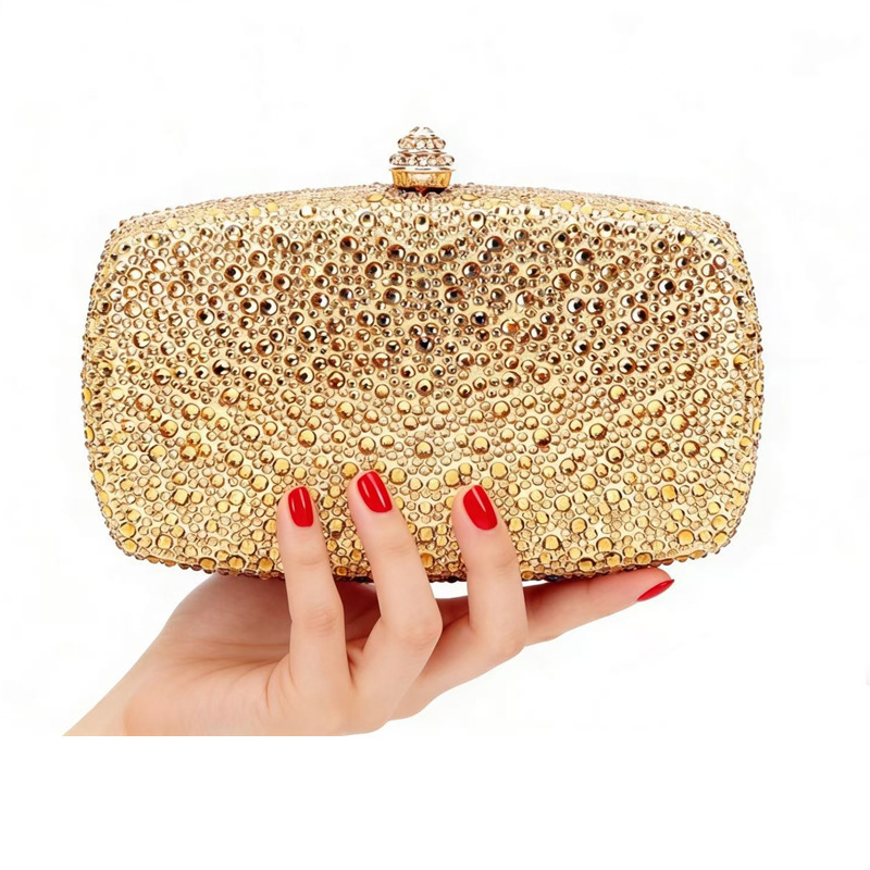 Cross-Border E-Commerce Amazon L Makeup Rhinestone Wedding Evening Bag Crystal Hot Diamond Women's One-Shoulder Hand-Held Evening Bag