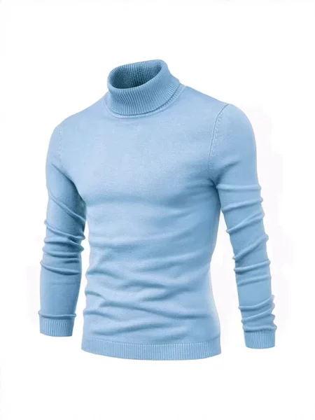 Wholesale autumn and winter semi-high collar men's solid color round collar sweater foreign trade men's casual sweater cross-border sweater