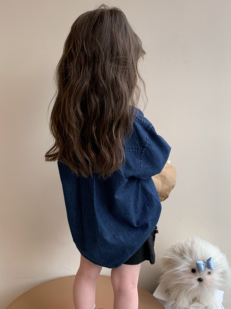 Camisas de vaqueros de niñas primavera y otoño 2025 nuevos niños vestidos con chaqueta de bebé extranjero camisa de primavera