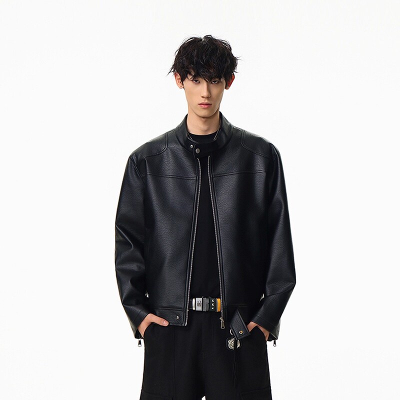 American Retro Motorcycle Leather Jacket Men's High-End Handsome Flight Jacket Trendy Brand Cleanfit Stand Collar Jacket American Retro Motorcycle Leather Jacket Men's High-End Handsome Flight Jacket Trendy Brand Cleanfit Stand Collar Jacket