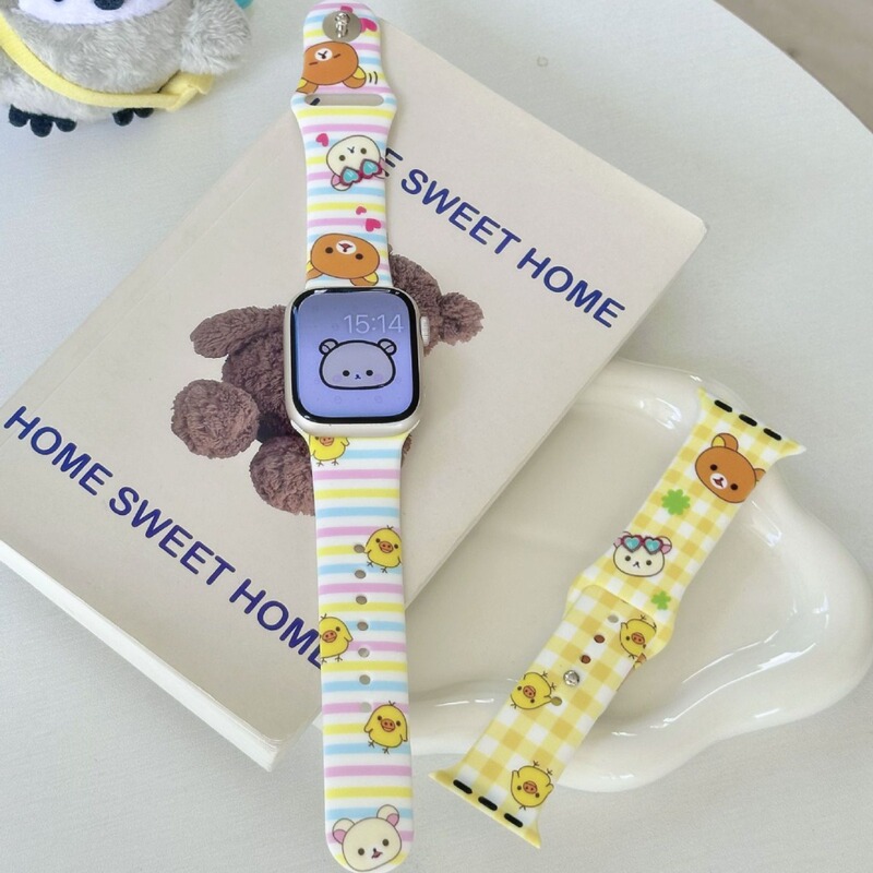 Little Bear Duck Cartoon New Silicone Strap for Apple Apple Watch Wristband iwatch56789SE Strap