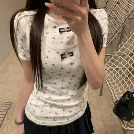 李庚希同款miu家学院风短袖T恤+小背心打底衫女内搭修身圆领短袖