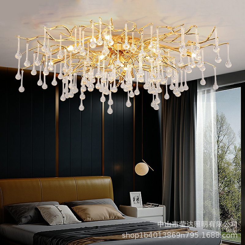 法式轻奢新款主灯水晶灯 吸顶水滴树枝客厅餐厅奢华别墅水晶吊灯