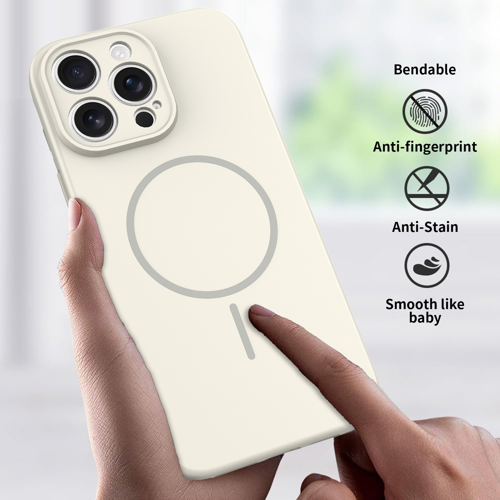 Magsafe para Apple 16ProMax Fengya caja de teléfono de color sólido sensación de piel TPU PC anillo magnético fino N52 todo incluido