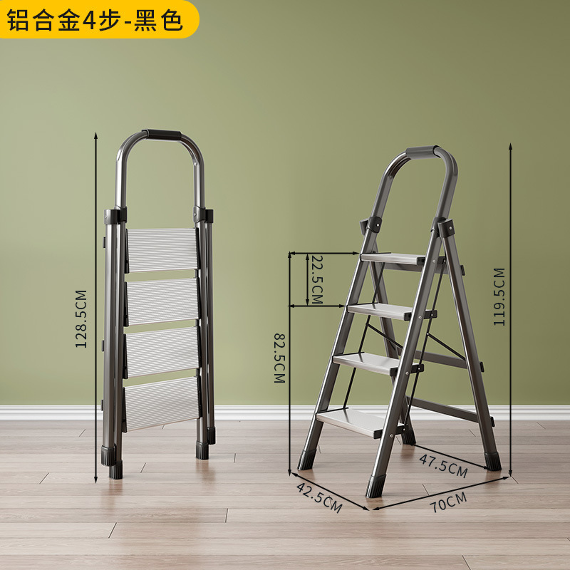 Escalera en espiga móvil multifuncional Escalera telescópica Escalera de cuatro pasos Escalera interior Escalera plegable doméstica Acero grueso
