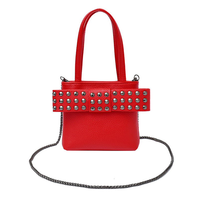 Bolso de textura transfronteriza 2025 nuevo bolso de cadena retro bowknot bandolera moda remache bandolera