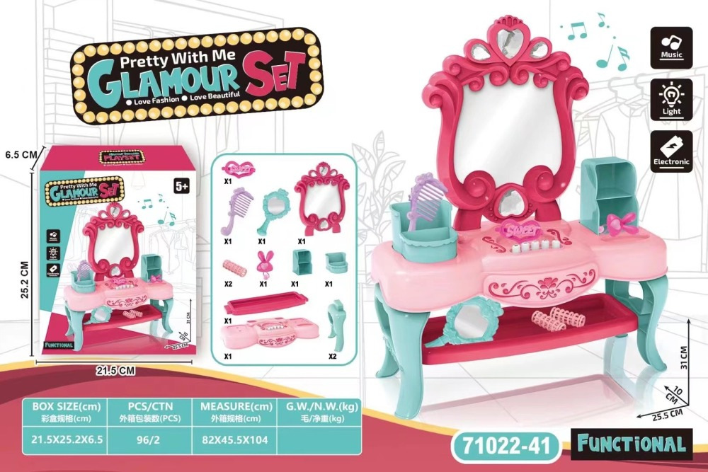 Amazonas para niños en casa princesa tocador juguetes de simulación de luces joyas para niñas maquillaje juguetes de vestir