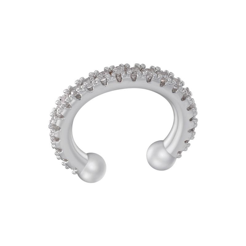 Simple Style C Shape Copper Gold Plated Zircon Ear clips 1 Pair