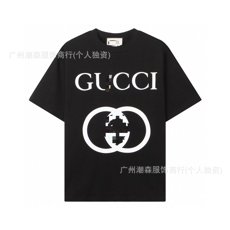 クロスボーダーのトレンディなブランド高品質 G ファミリー半袖 2025 新しいカップルスタイルの正しいバージョンのプリントパターン男性と女性の同じスタイルの T シャツ|undefined
