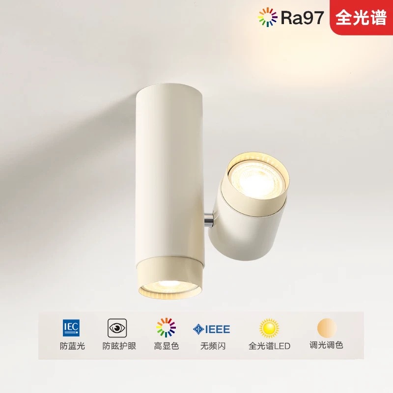 北欧明装筒灯走廊灯过道灯阳台灯家用led天花灯双头可旋转射灯