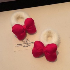 兒童白毛絨蝴蝶結髮圈小女孩可愛公主風頭繩秋冬新款扎馬尾高彈力