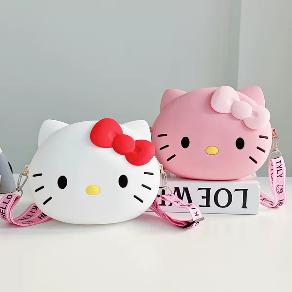 Manufacturer's Silicone Crossbody Coin Purse Kt Mini Shoulder Crossbody Bag Cat Head Sanrio Helloktkt