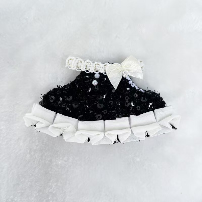 仅衣服] 钥匙扣Labubu衣服挂件拉布布娃衣黑白亮片款经典小香风裙|undefined
