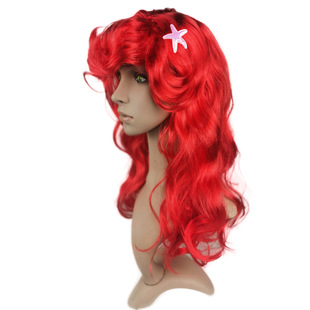 Clothing Accessories Mermaid Wig Cos Mermaid Ariel Princess Red Wavy Sleeping Beauty Descendants Wig