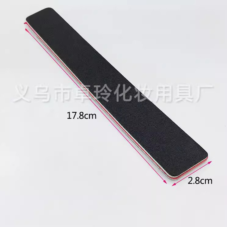 Negro archivo rectangular lima de uñas corazón rojo placa de goma tira de pulido de doble cara de uñas de pulido resistente al desgaste de papel de lija Rub