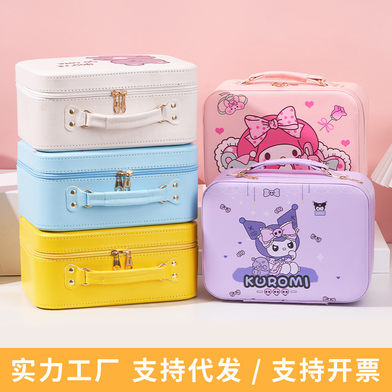 Estuche de cosméticos portátil Sanrio, estuche de cosméticos de gran capacidad, estuche de cosméticos portátil con dibujos animados de Kuromi