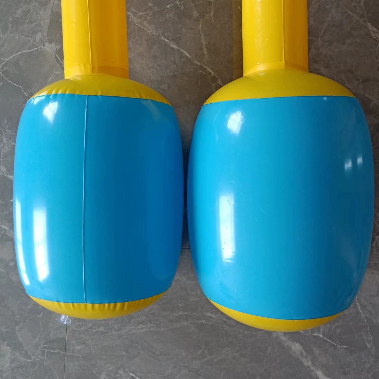 Inflatable handle, wooden hammer for double, toy