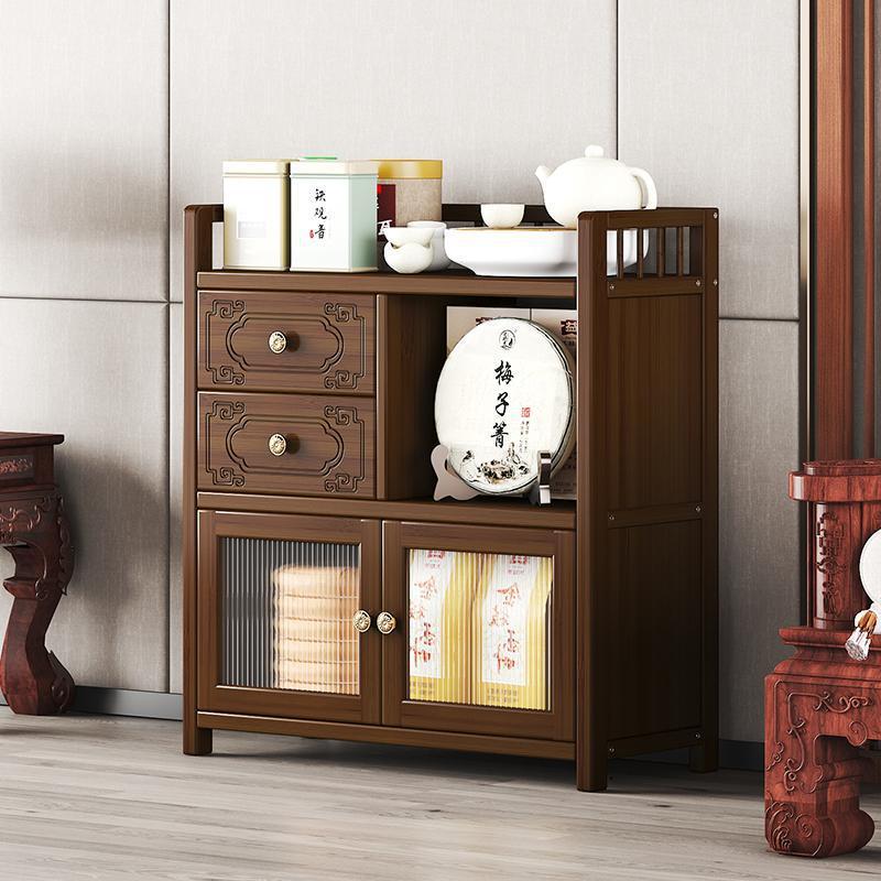 Gabinete de té pequeño gabinete de comedor de madera maciza sala de estar estantes retro gabinete de té de oficina almacenamiento armario de almacenamiento